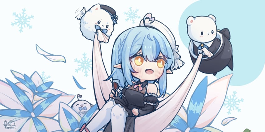 yukihana lamy, daifuku, yukimin, and yamenaa (hololive) drawn by forever9nine