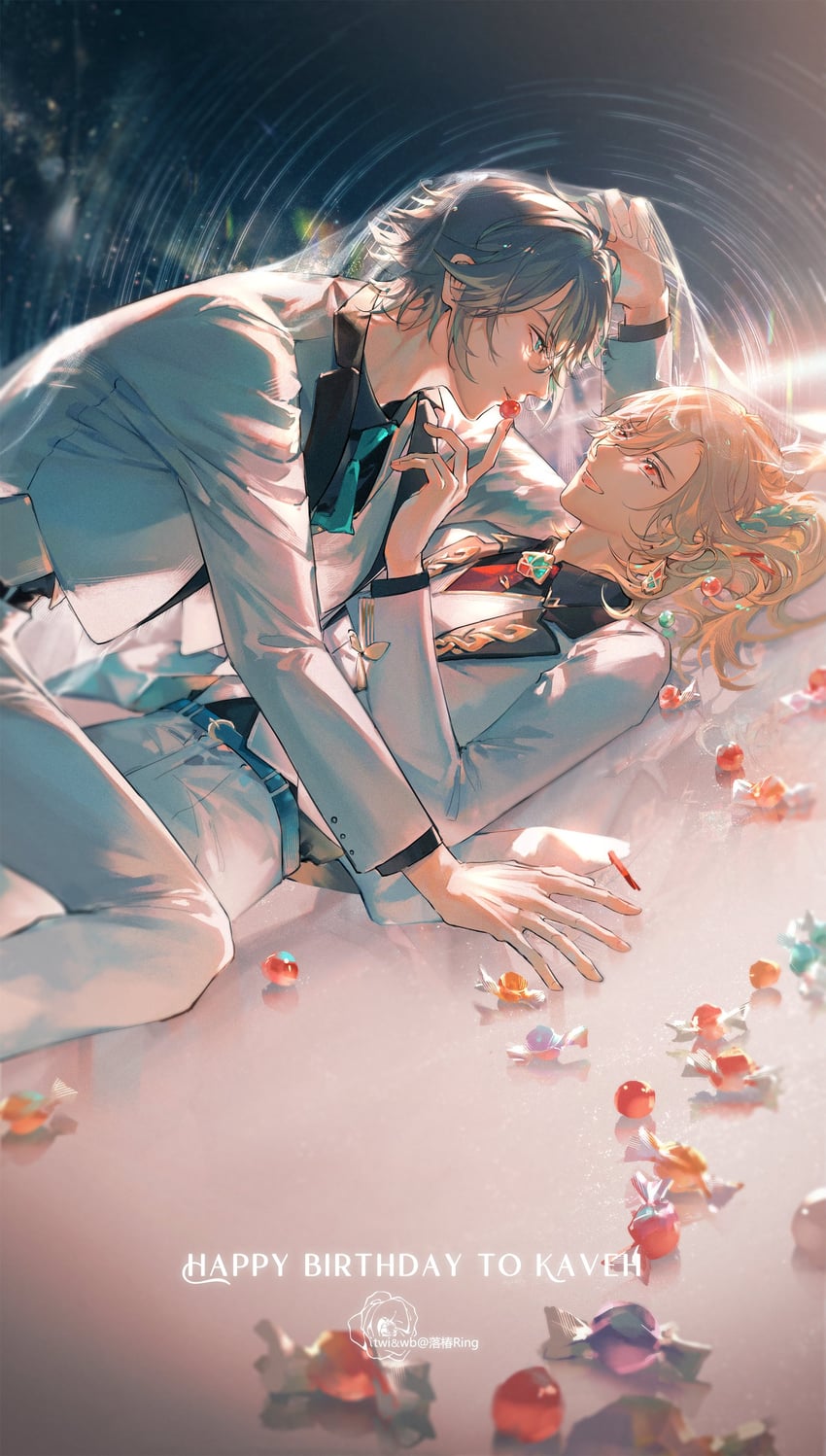 alhaitham and kaveh (genshin impact and 1 more) drawn by luochun_ring