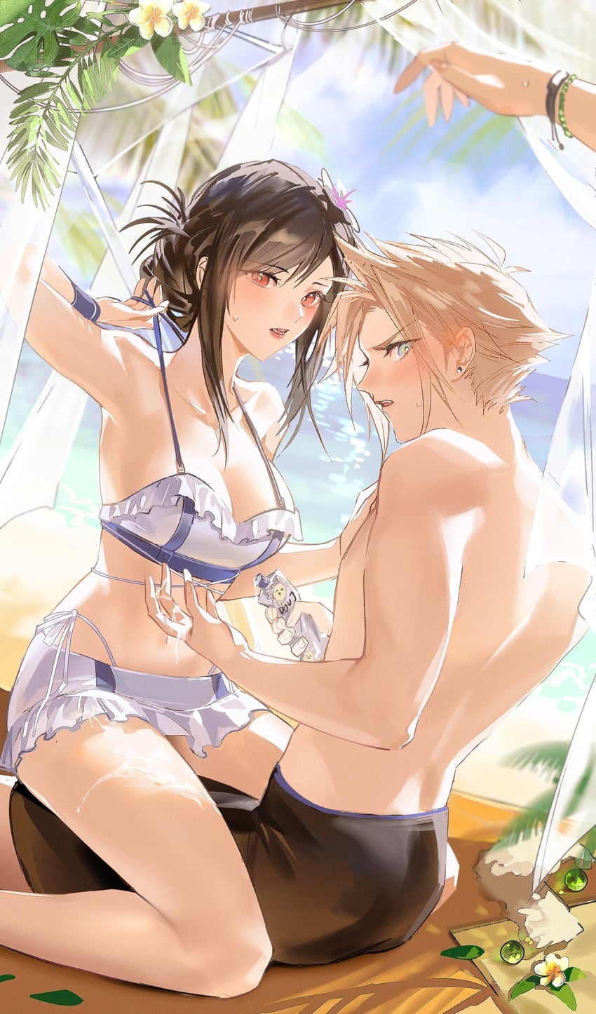 tifa lockhart and cloud strife (final fantasy and 3 more) drawn by duoj_ji