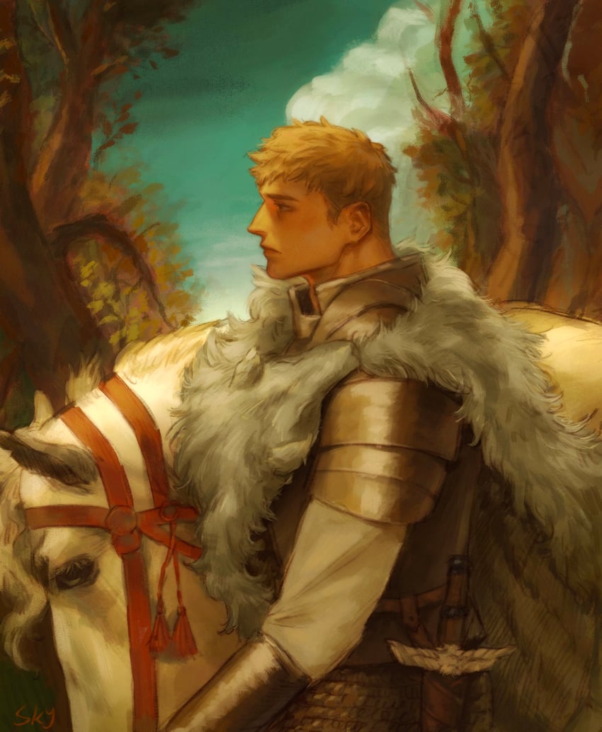 laios touden and kensuke (dungeon meshi and 1 more) drawn by george_frederic_watts and koitotwt