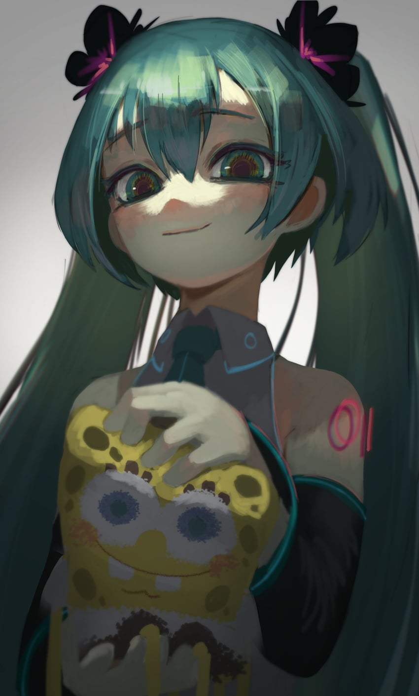 hatsune miku and spongebob squarepants (vocaloid and 1 more) drawn by topdylan