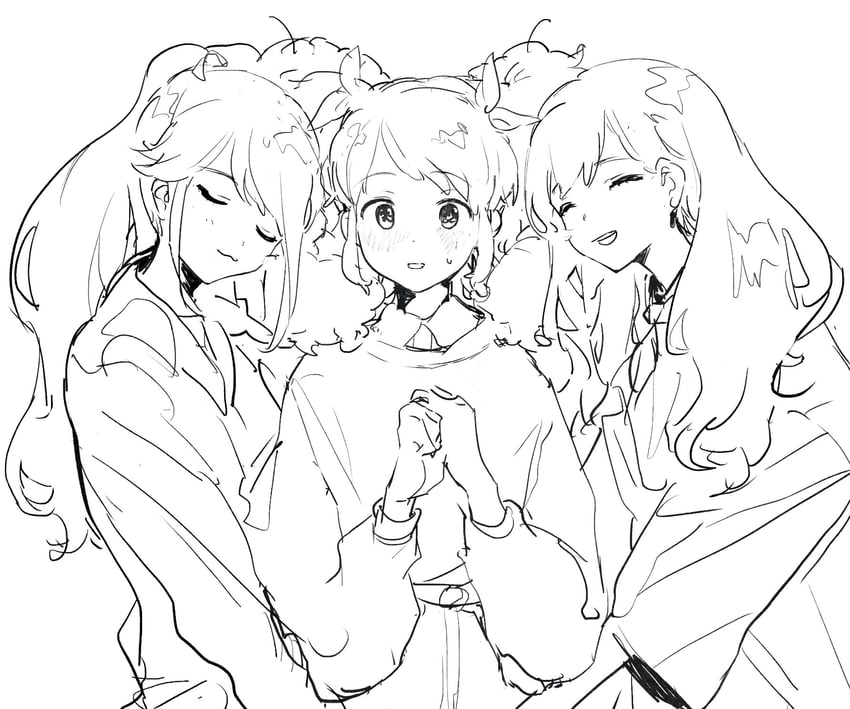 saegusa kii, otoshiro seira, and kazesawa sora (aikatsu!) drawn by suiso_(owp)