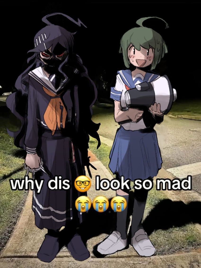 fukawa toko, naegi komaru, and genocider shou (danganronpa and 1 more) drawn by dalasquil