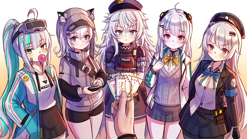 commander, poli, n102, admi, soline, and 1 more (goddess of victory: nikke) drawn by jimpu6