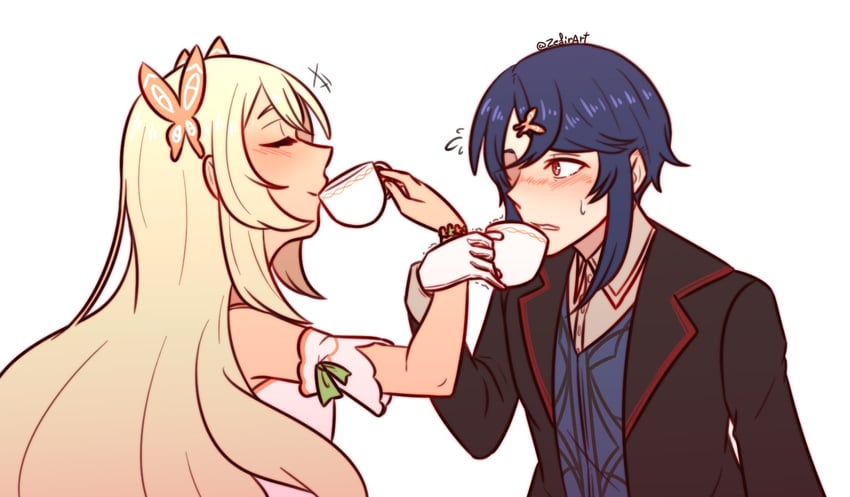 celine and alcryst (fire emblem and 1 more) drawn by zefirart