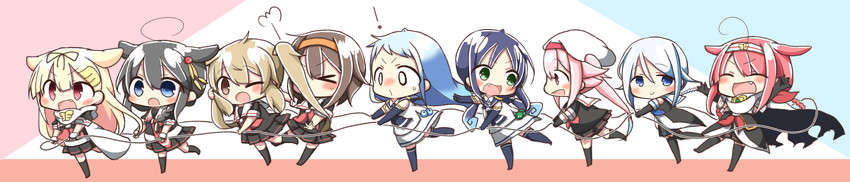 shigure, yuudachi, shigure kai ni, yuudachi kai ni, samidare, and 7 more (kantai collection) drawn by jako_(jakoo21)