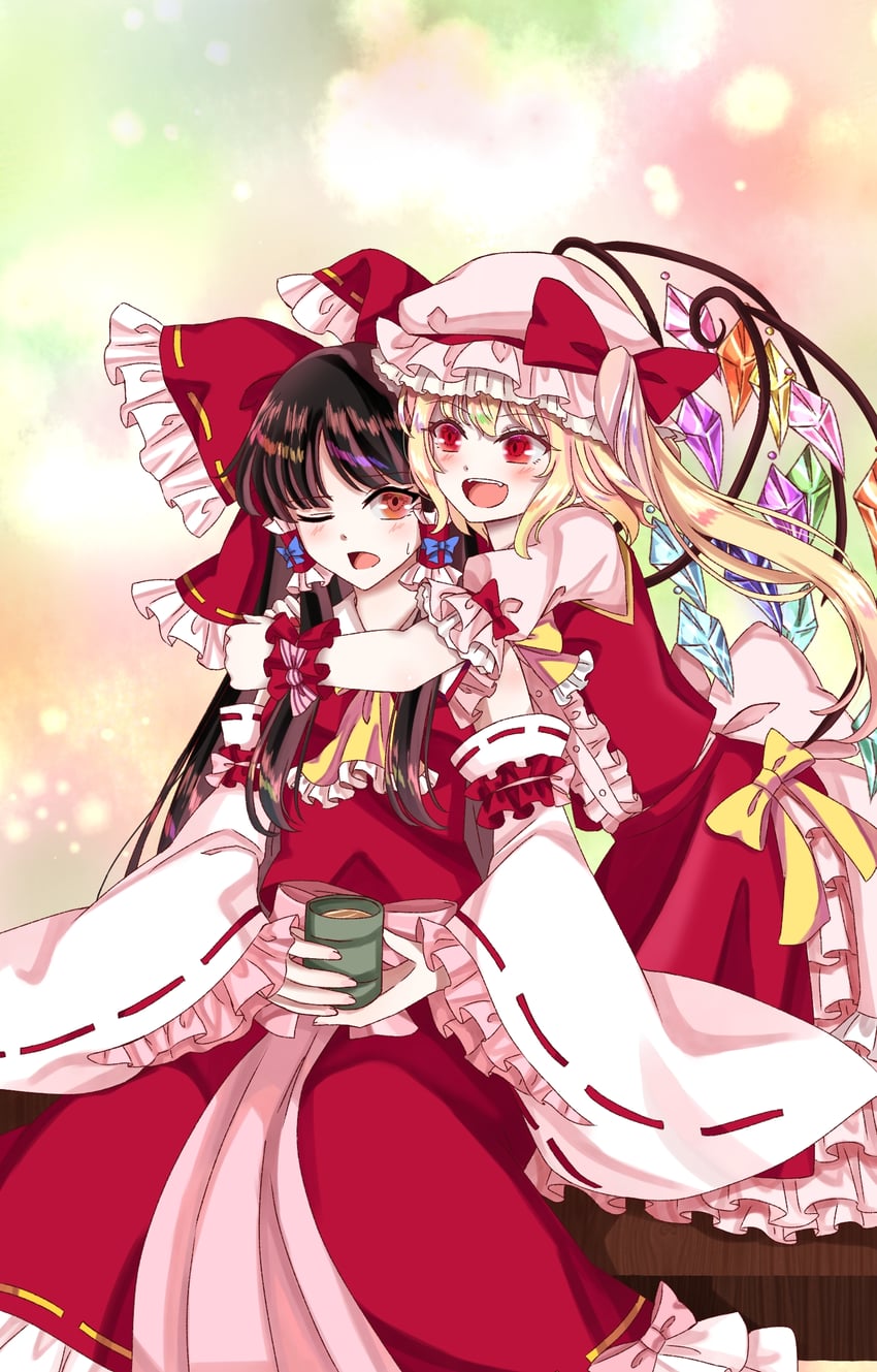 hakurei reimu and flandre scarlet (touhou) drawn by mito_(fate)