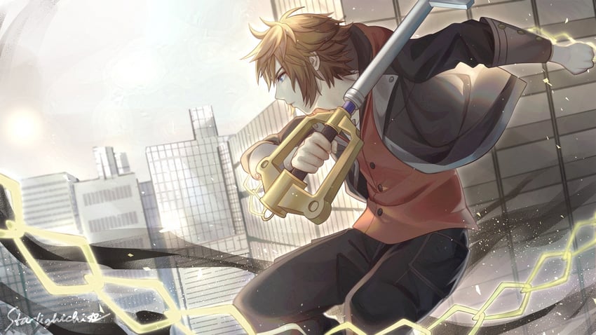 sora (kingdom hearts and 1 more) drawn by starlightchi