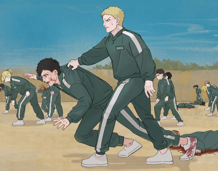 mikasa ackerman, eren yeager, reiner braun, armin arlert, annie leonhart, and 4 more (shingeki no kyojin and 1 more) drawn by 0oizuo0