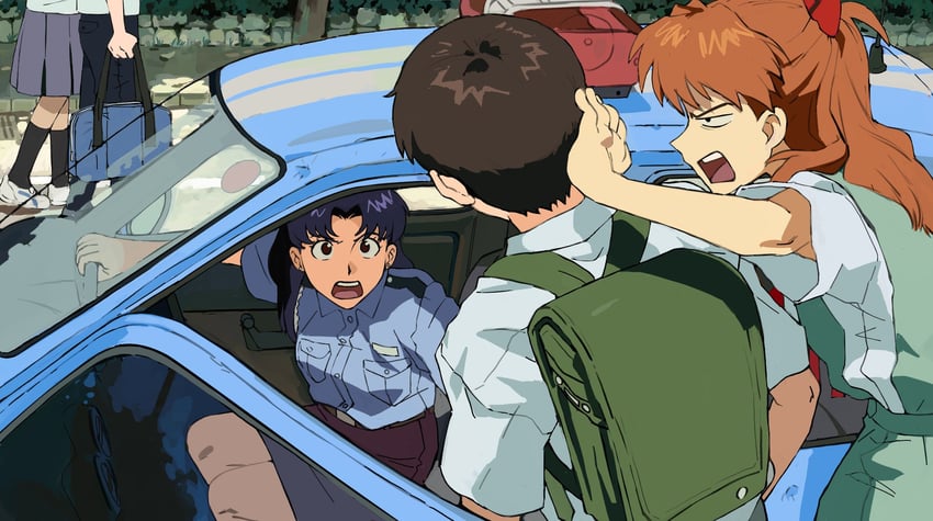 souryuu asuka langley, ikari shinji, and katsuragi misato (neon genesis evangelion) drawn by saplemu
