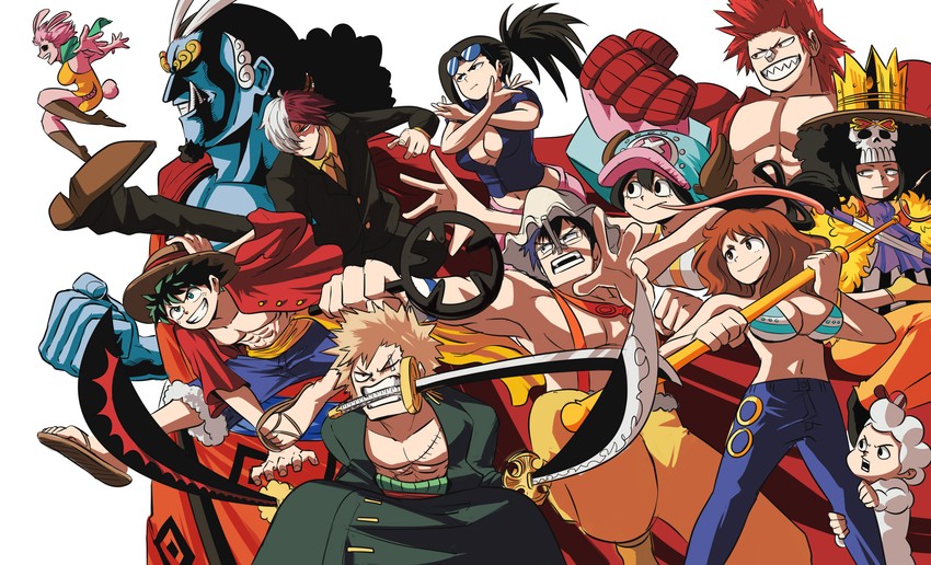 nami, monkey d. luffy, midoriya izuku, nico robin, roronoa zoro, and 20 more (one piece and 3 more) drawn by tina_fate
