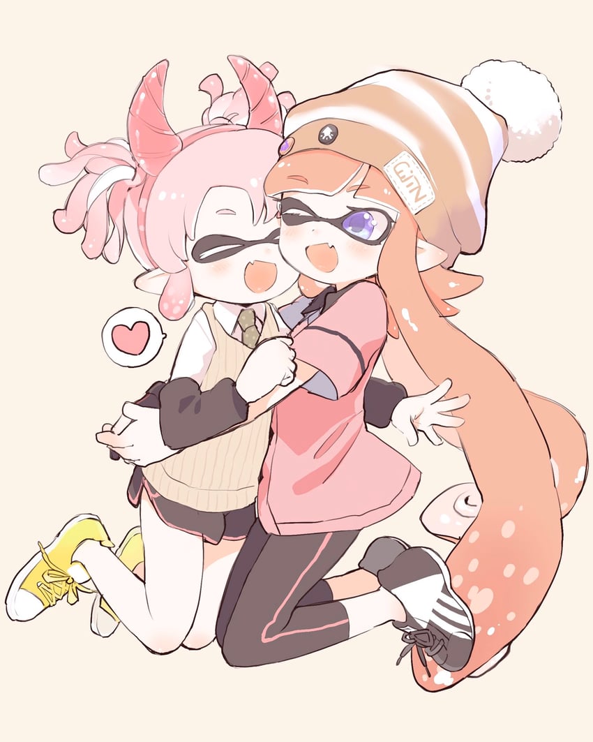 inkling player character and inkling girl (splatoon) drawn by amezawa_koma