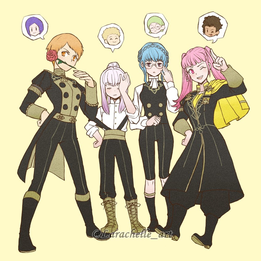 hilda valentine goneril, lysithea von ordelia, marianne von edmund, claude von riegan, leonie pinelli, and 3 more (fire emblem and 1 more) drawn by larachelle