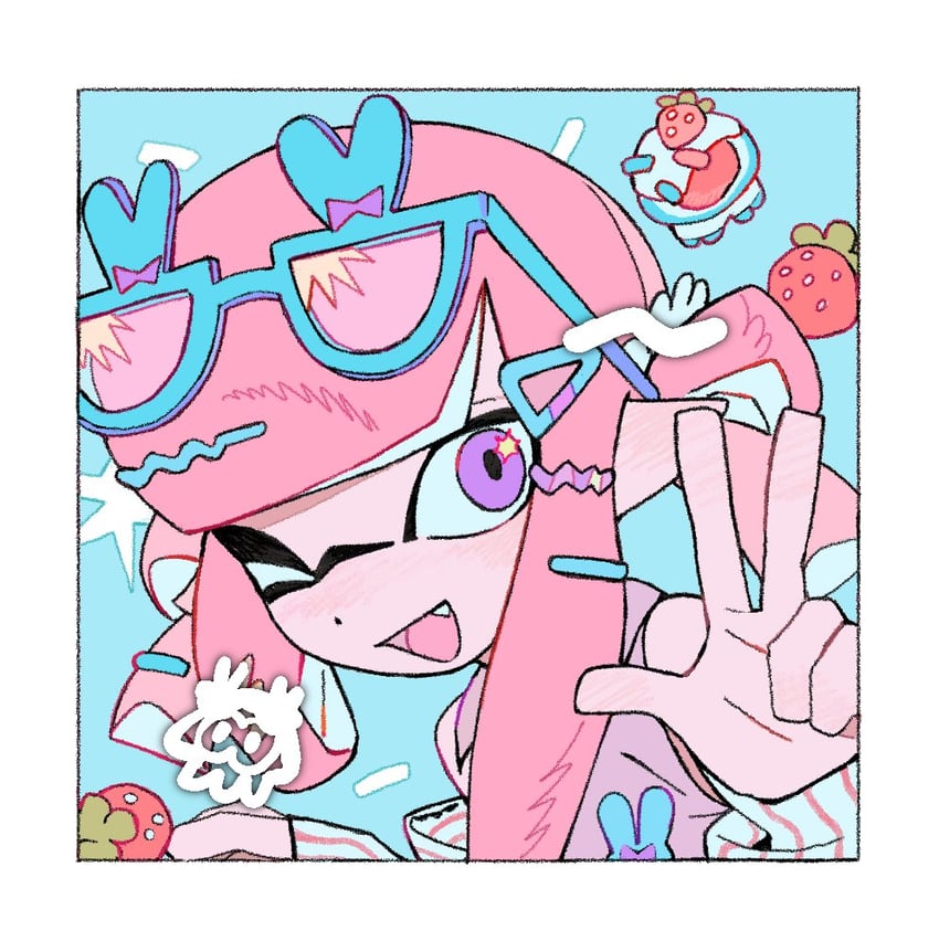 inkling player character and inkling girl (splatoon) drawn by bakori514_(h_akka)