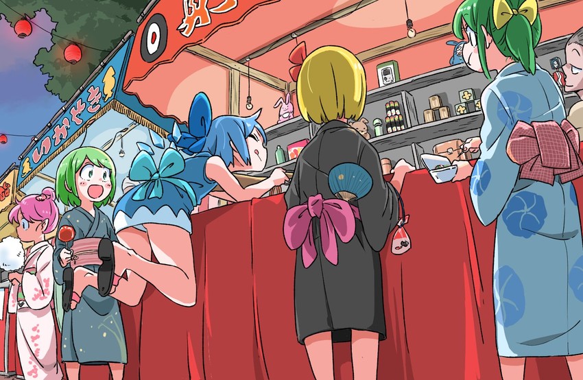 cirno, rumia, mystia lorelei, daiyousei, and wriggle nightbug (touhou) drawn by zk_(zk_gundan)