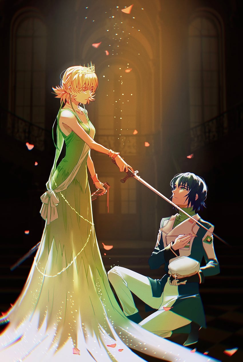 cagalli yula athha and athrun zala (gundam and 2 more) drawn by ninki_dino