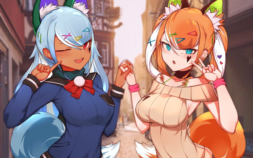andou inari (nijisanji and 2 more) drawn by choumi_wuti_(xueye_fanmang_zhong)