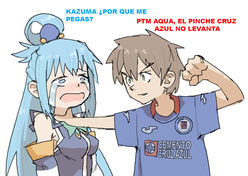 aqua and satou kazuma (kono subarashii sekai ni shukufuku wo! and 1 more) drawn by pantsu-ripper