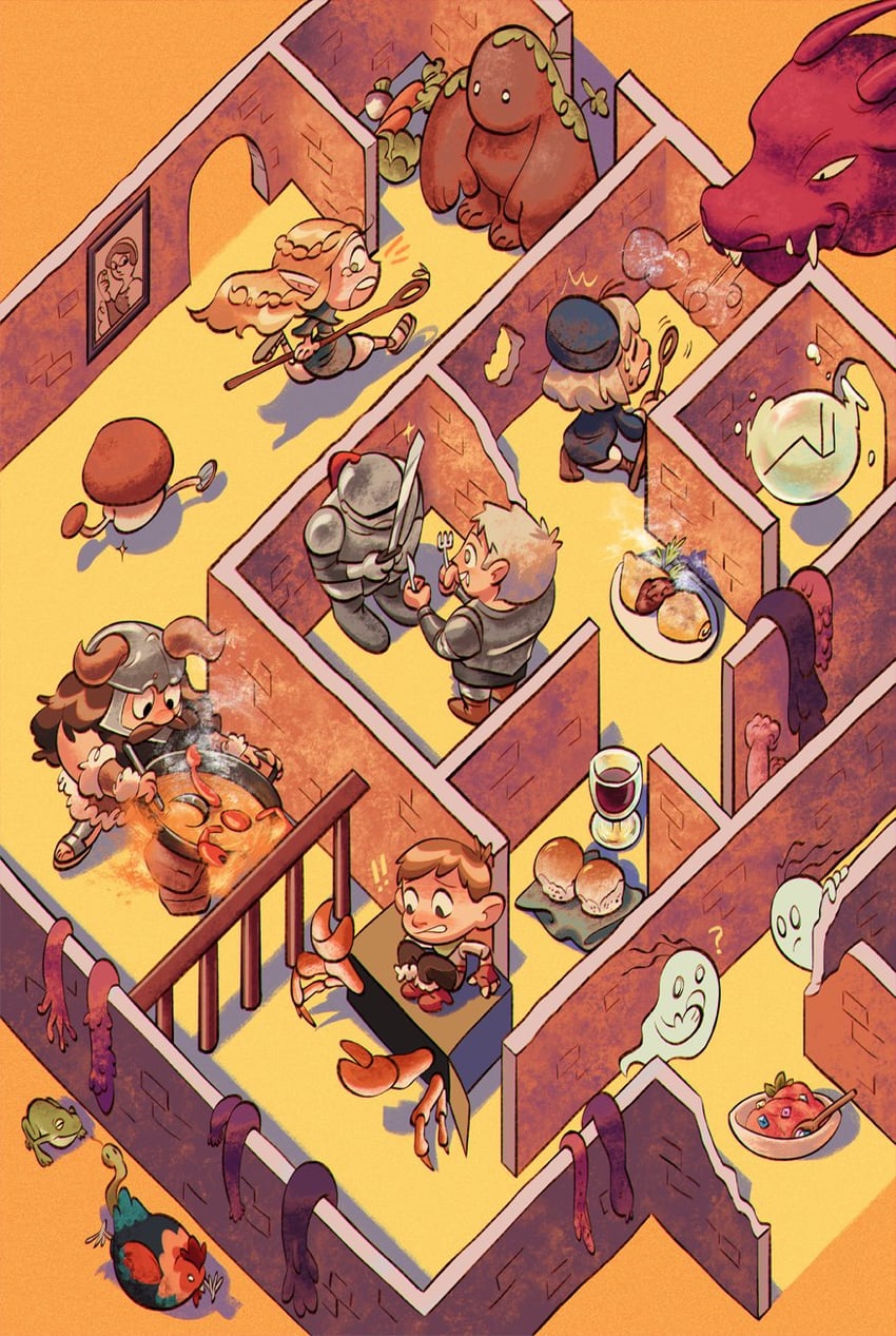 marcille donato, falin touden, laios touden, senshi, chilchuck tims, and 1 more (dungeon meshi) drawn by alicenpai