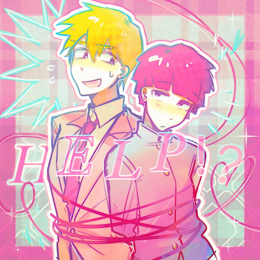 kageyama shigeo and reigen arataka (mob psycho 100) drawn by siyuyuan82128