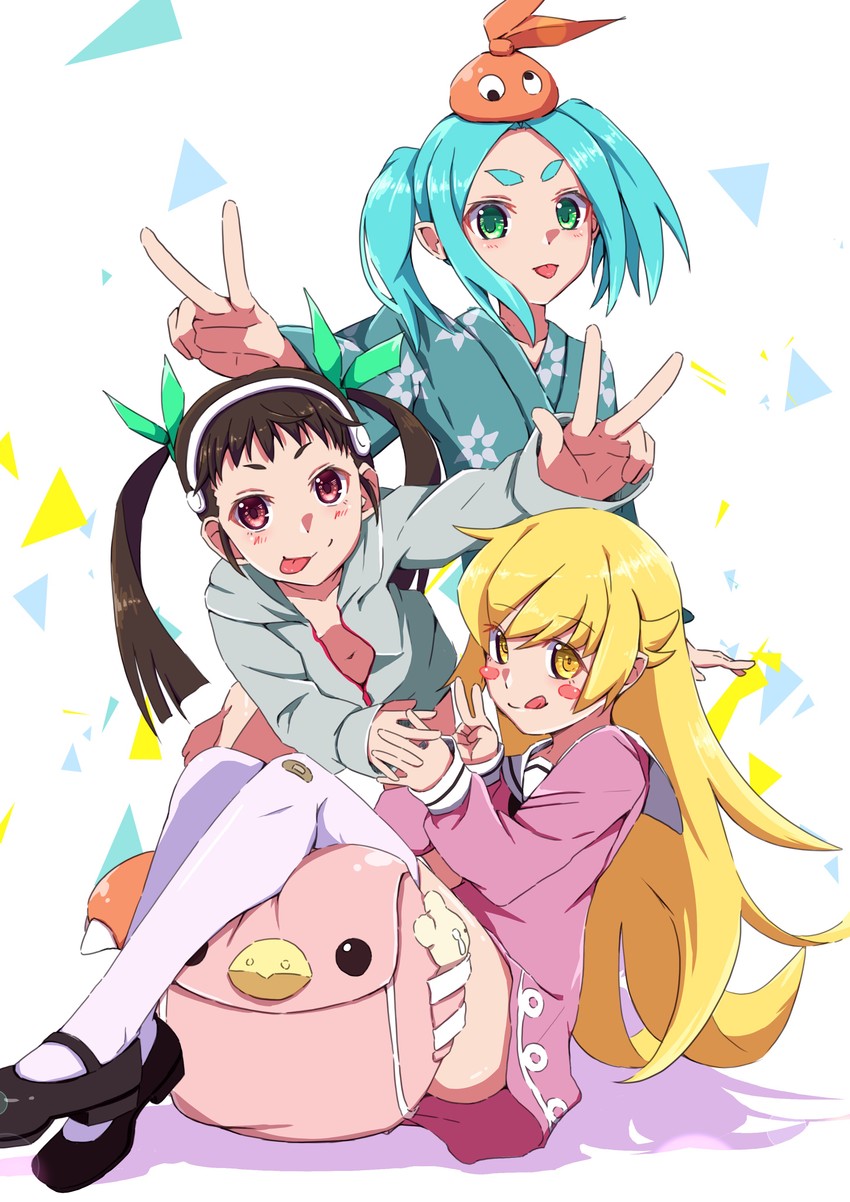 oshino shinobu, hachikuji mayoi, and ononoki yotsugi (monogatari) drawn by drawdream1025