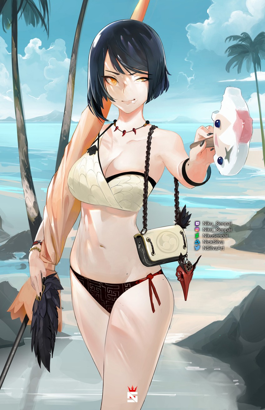 paimon and kujou sara (genshin impact) drawn by nikusenpai