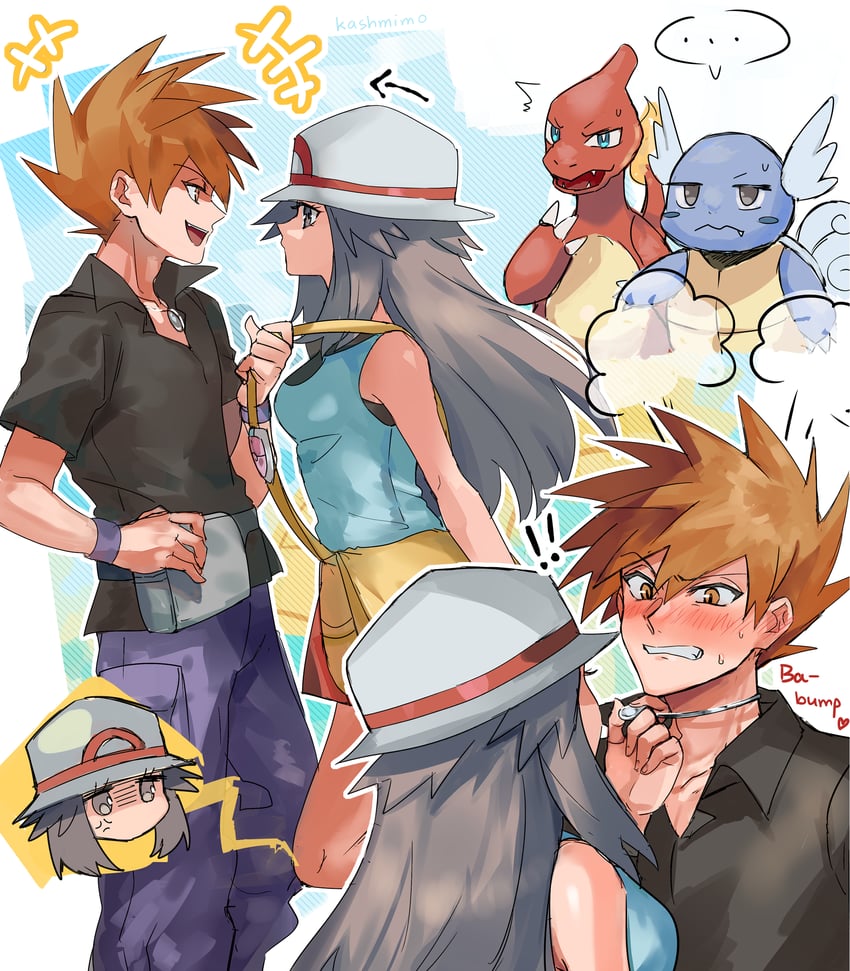 blue oak, leaf, charmeleon, and wartortle (pokemon and 1 more) drawn by kash-phia