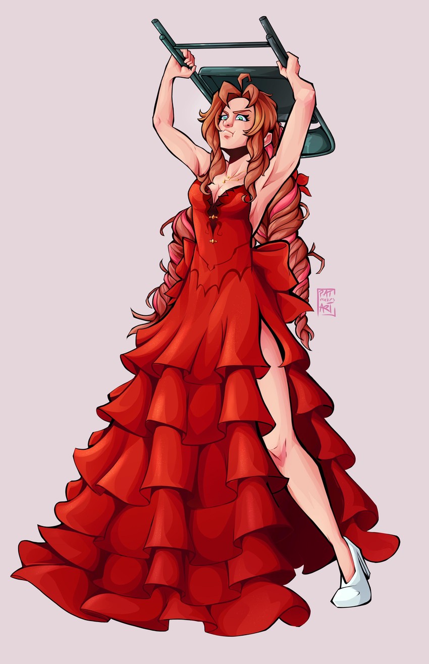 aerith gainsborough (final fantasy and 2 more) drawn by patmakesart