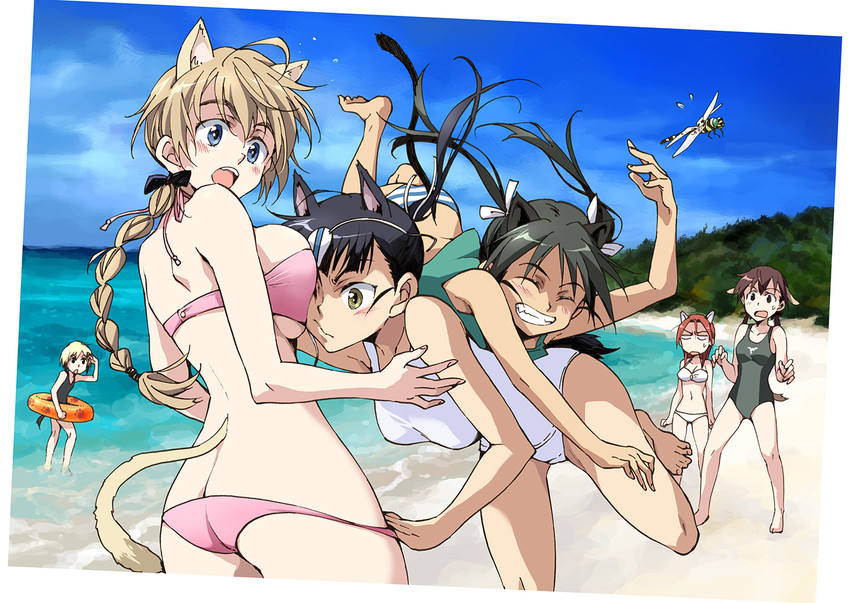 erica hartmann, gertrud barkhorn, lynette bishop, sakamoto mio, francesca lucchini, and 1 more (world witches series and 1 more) drawn by agahari