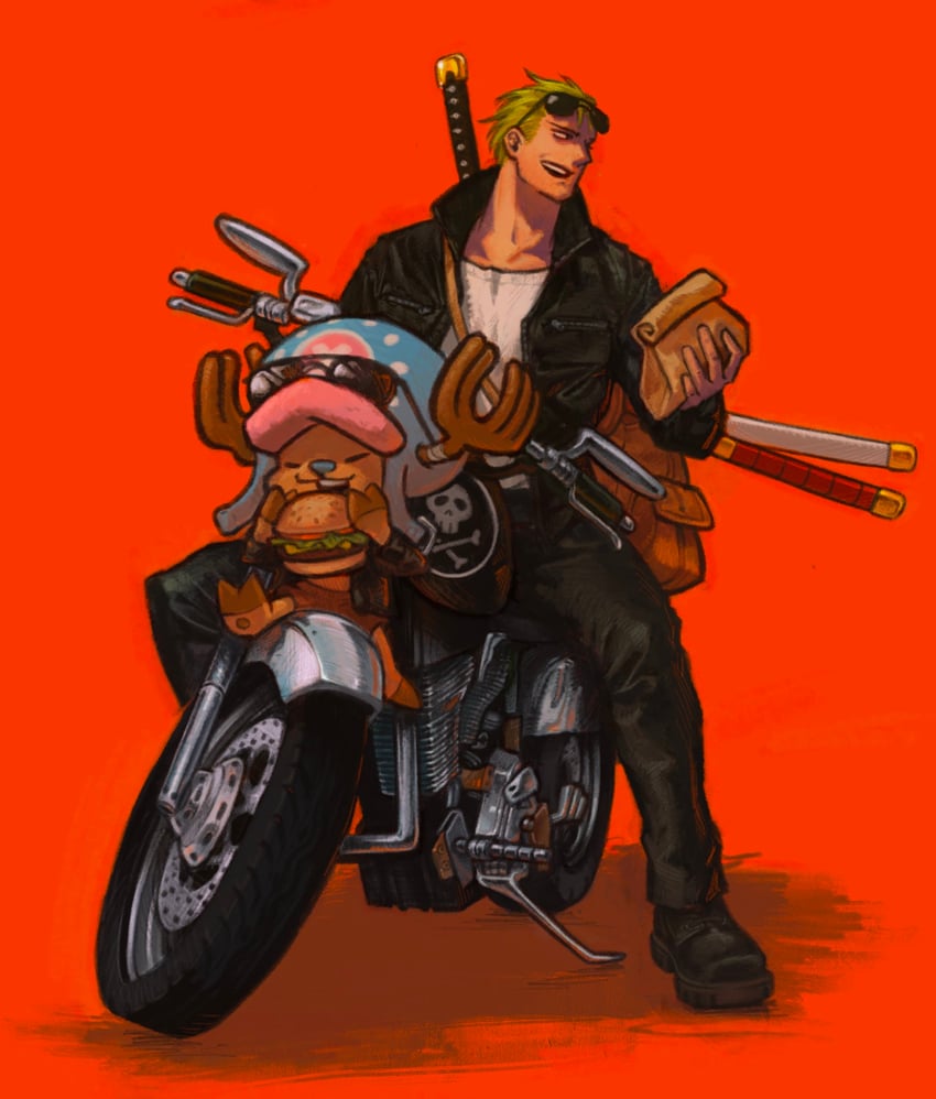 roronoa zoro and tony tony chopper (one piece) drawn by nyatthecat