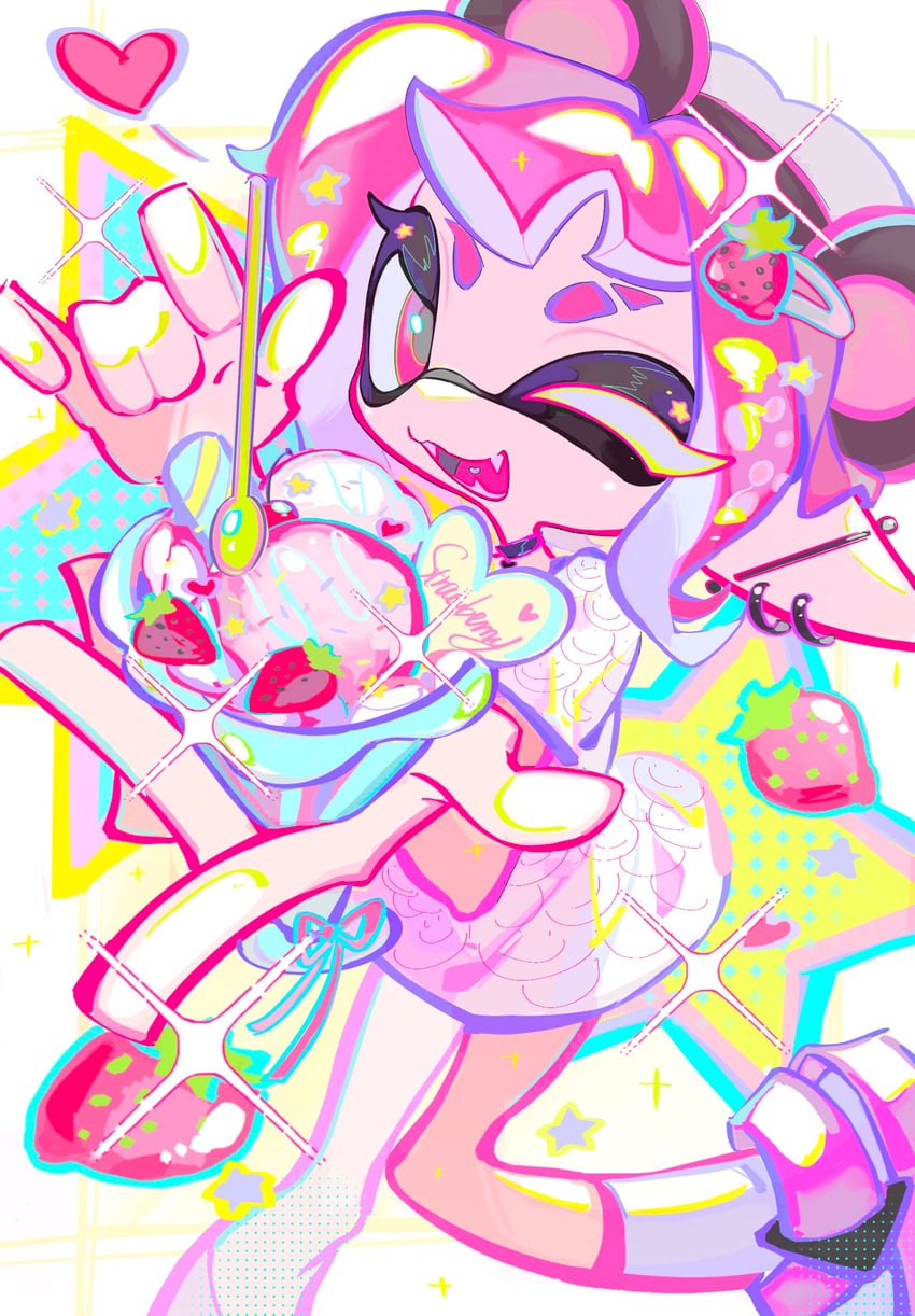 inkling player character and inkling girl (splatoon and 1 more) drawn by xiaoyunatie