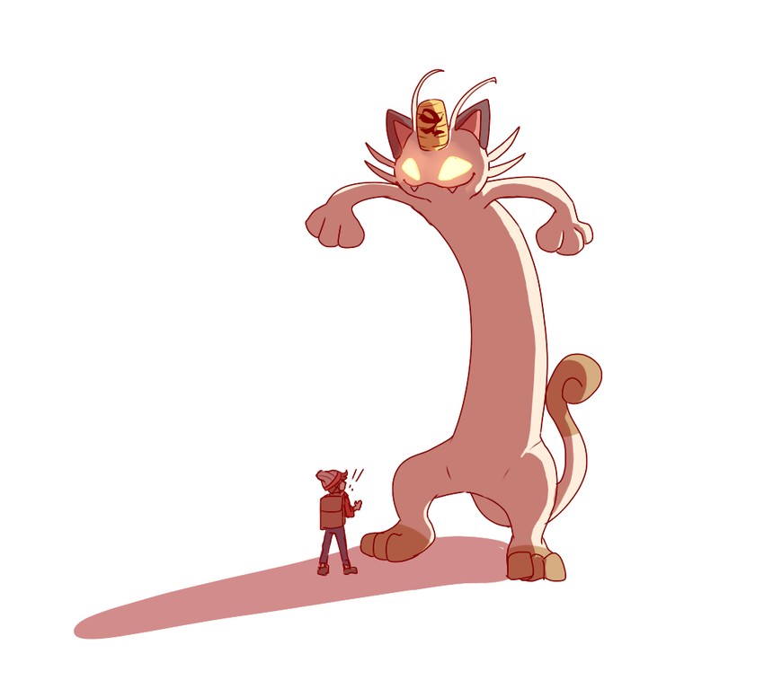 meowth, victor, and gigantamax meowth (pokemon and 1 more) drawn by pikaiscool