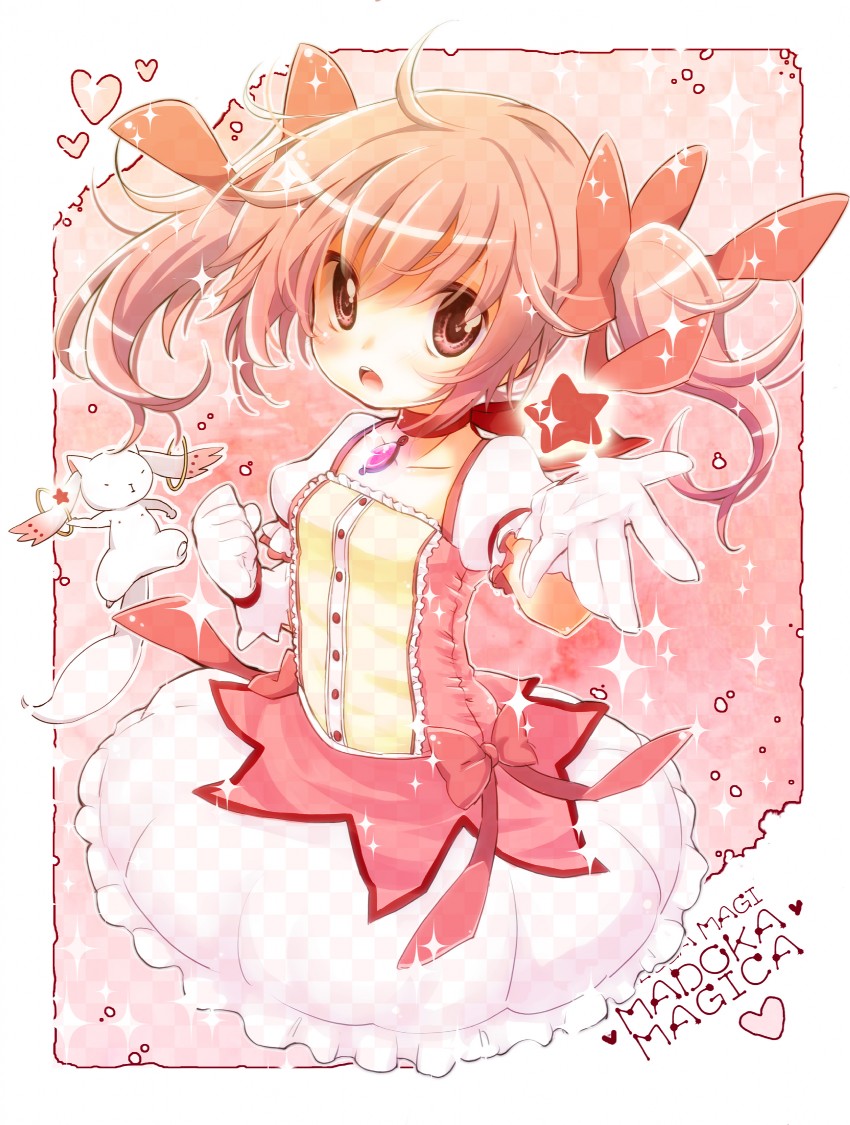 kaname madoka and kyubey (mahou shoujo madoka magica) drawn by yukiu_con