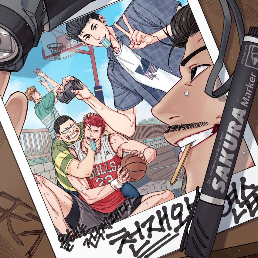 sakuragi hanamichi, mito youhei, takamiya nozomi, ookusu yuuji, and noma chuuichirou (slam dunk) drawn by 168broccoli