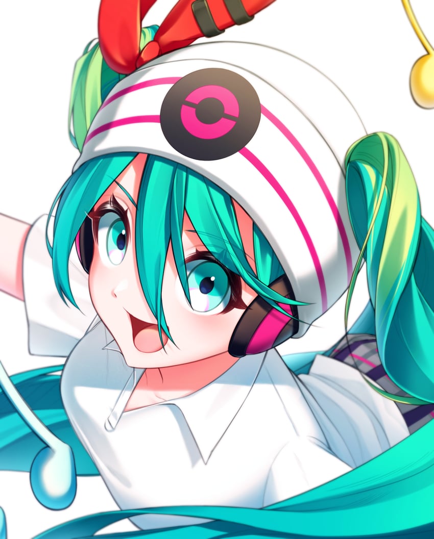 hatsune miku and psychic miku (pokemon and 2 more) drawn by kkultteok0