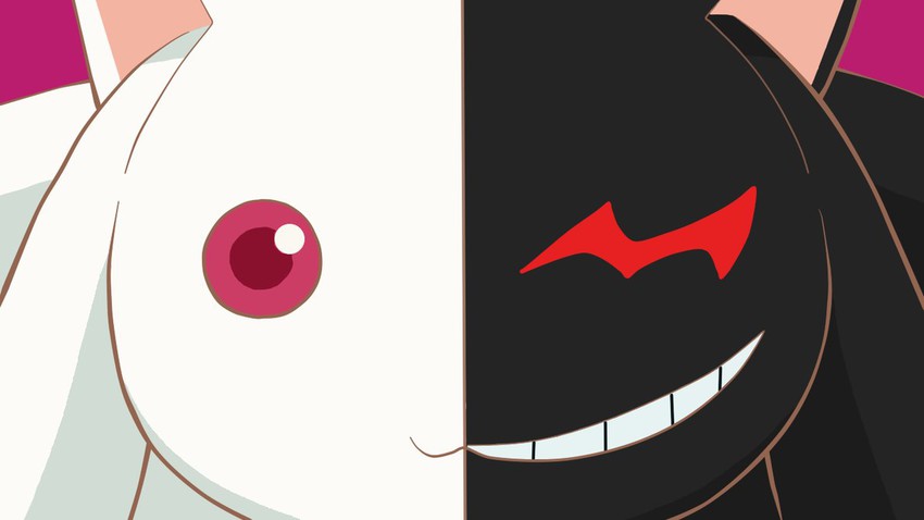 kyubey and monokuma (mahou shoujo madoka magica and 1 more)