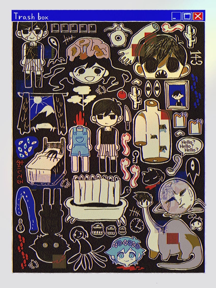 omori, basil, mari, something, stranger, and 2 more (omori and 3 more) drawn by milkymilkyshark