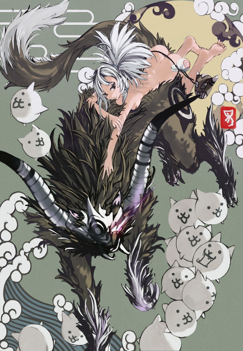 cat, ururun wolf, and tama (nyanko daisensou) drawn by nyami