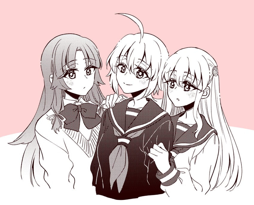 egawa kusumi, amano soraha, and banshouya ena (assault lily) drawn by sorato_(astllatte)