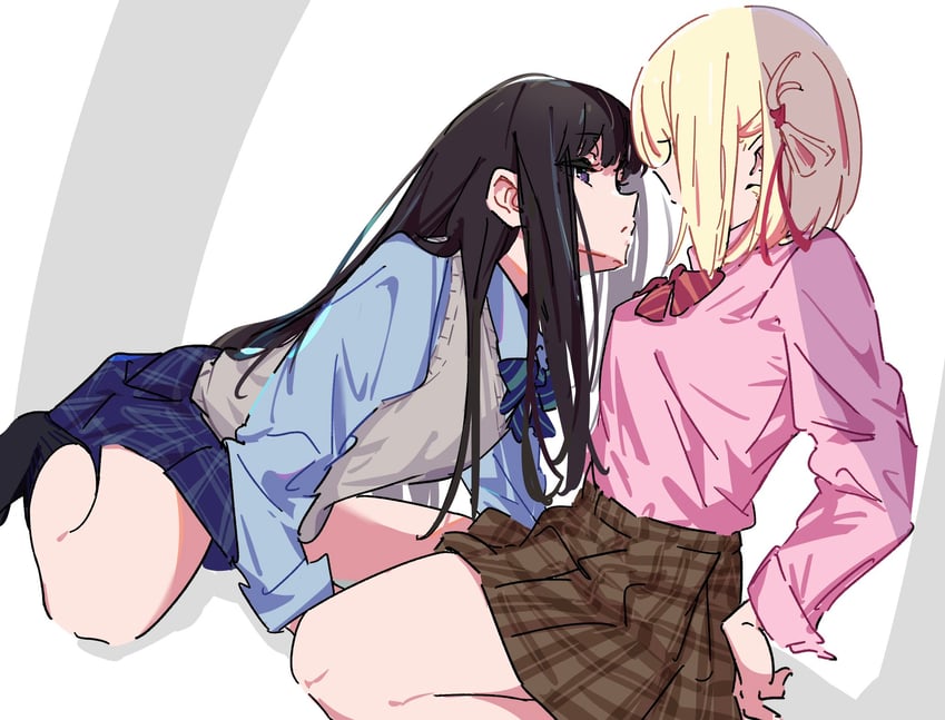 nishikigi chisato and inoue takina (lycoris recoil) drawn by atenaba