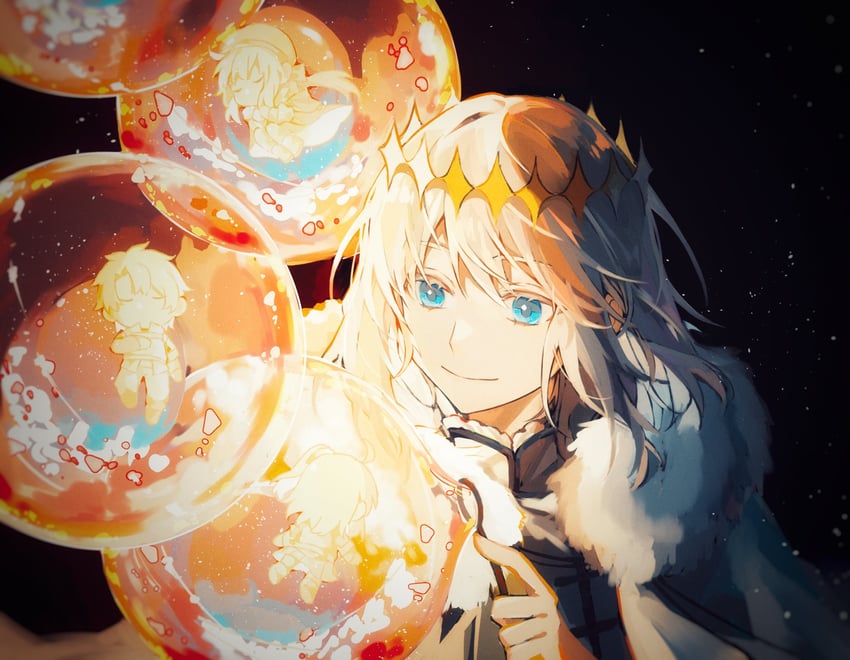 artoria pendragon, fujimaru ritsuka, artoria caster, and oberon (fate and 1 more) drawn by uncleko5