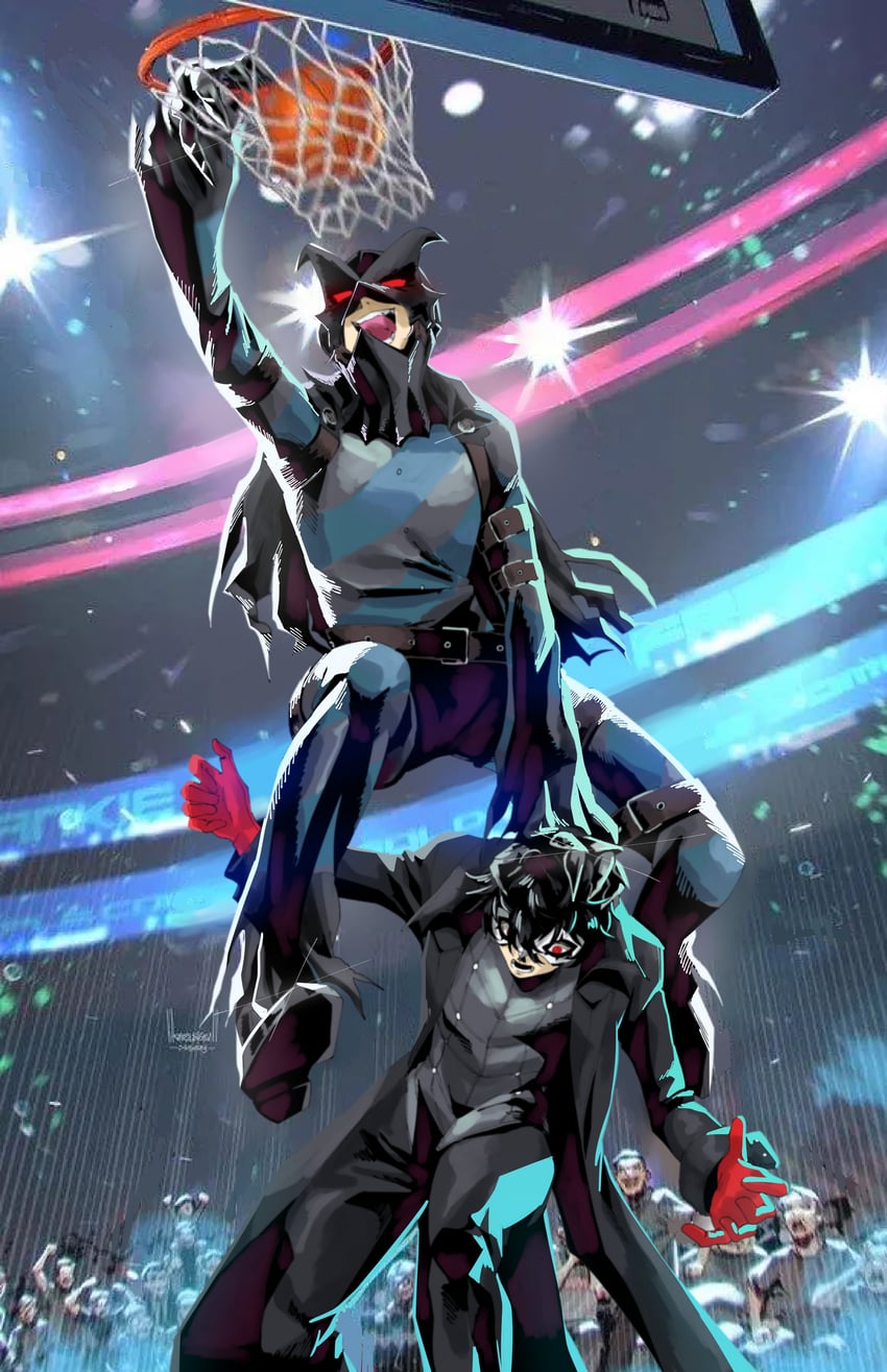 amamiya ren, akechi gorou, joker, and black mask (persona and 1 more) drawn by kx0e
