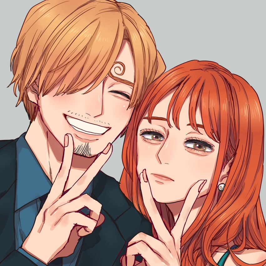 nami and sanji (one piece) drawn by norimaki_(seidan0611)