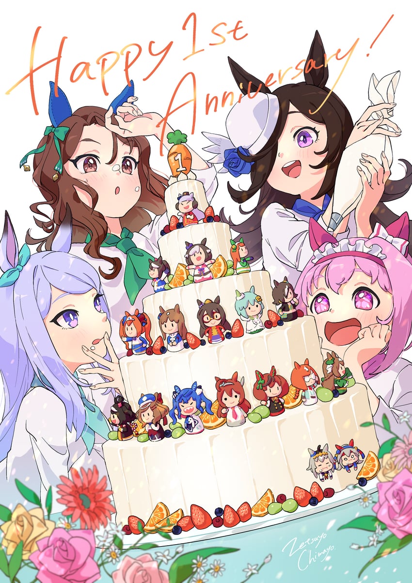 rice shower, mejiro mcqueen, gold ship, daiwa scarlet, tokai teio, and 17 more (umamusume) drawn by zetsuyo_chimayo