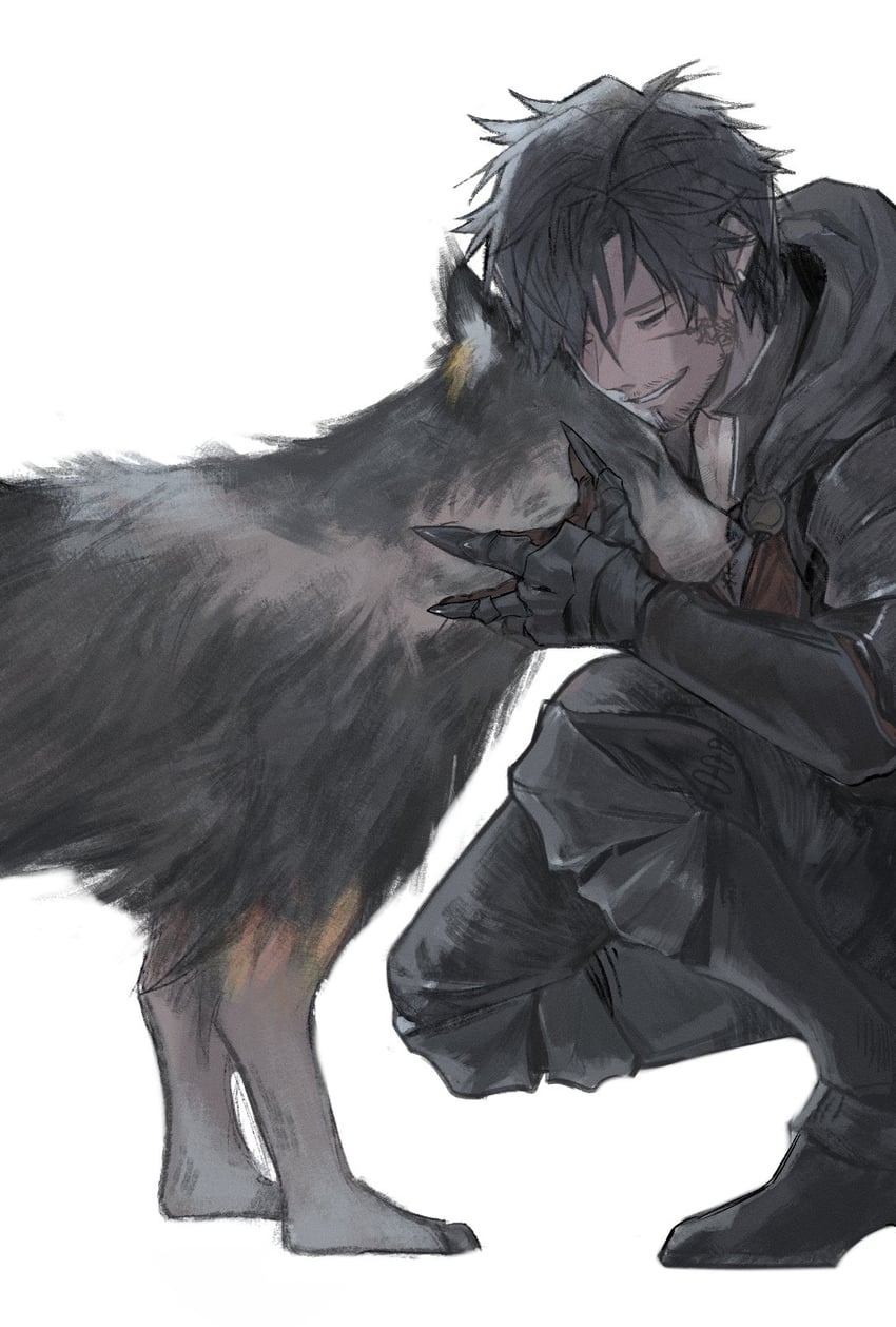 clive rosfield and torgal (final fantasy and 1 more) drawn by garbage_paper