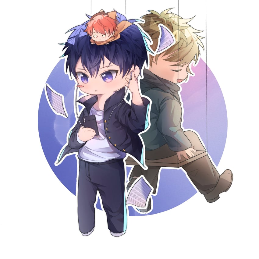satou mafuyu, uenoyama ritsuka, and yoshida yuki (given) drawn by okiba_2