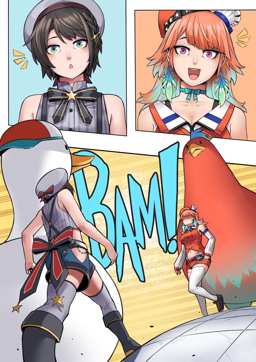 takanashi kiara, oozora subaru, subaru duck, and kotori (hololive and 3 more) drawn by exaxuxer
