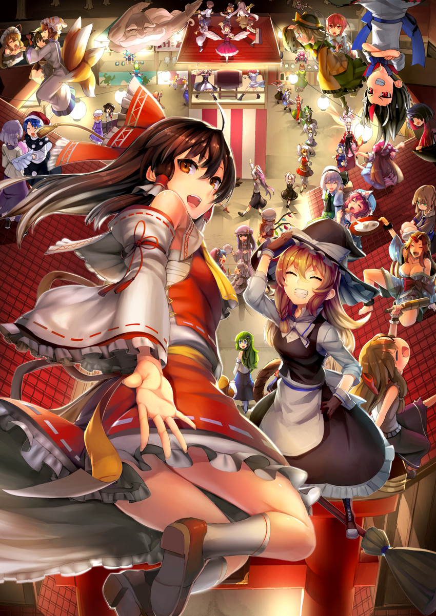 hakurei reimu, kirisame marisa, remilia scarlet, flandre scarlet, izayoi sakuya, and 52 more (touhou) drawn by scottie_(phantom2)