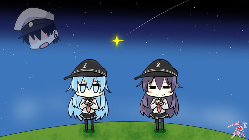 hibiki and akatsuki (kantai collection and 1 more) drawn by nyonyonba_tarou