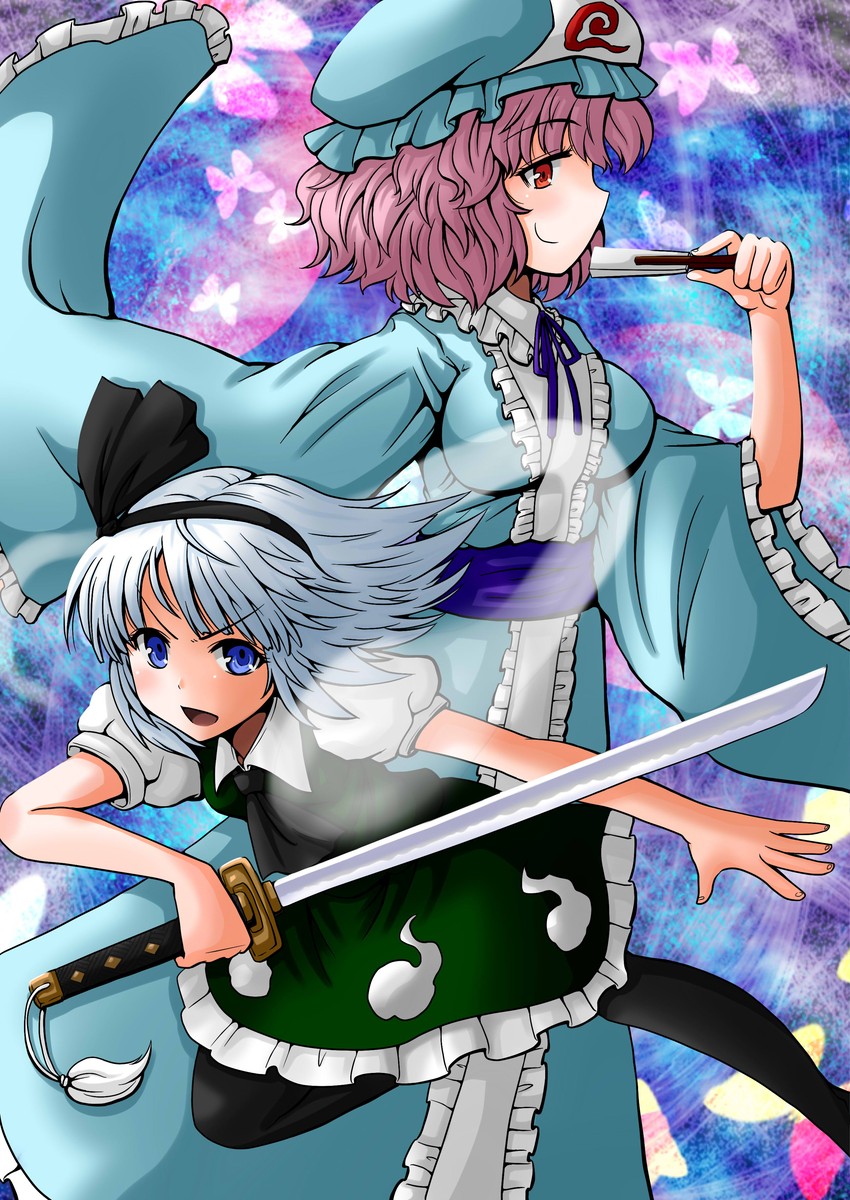 konpaku youmu and saigyouji yuyuko (touhou) drawn by nekota_susumu